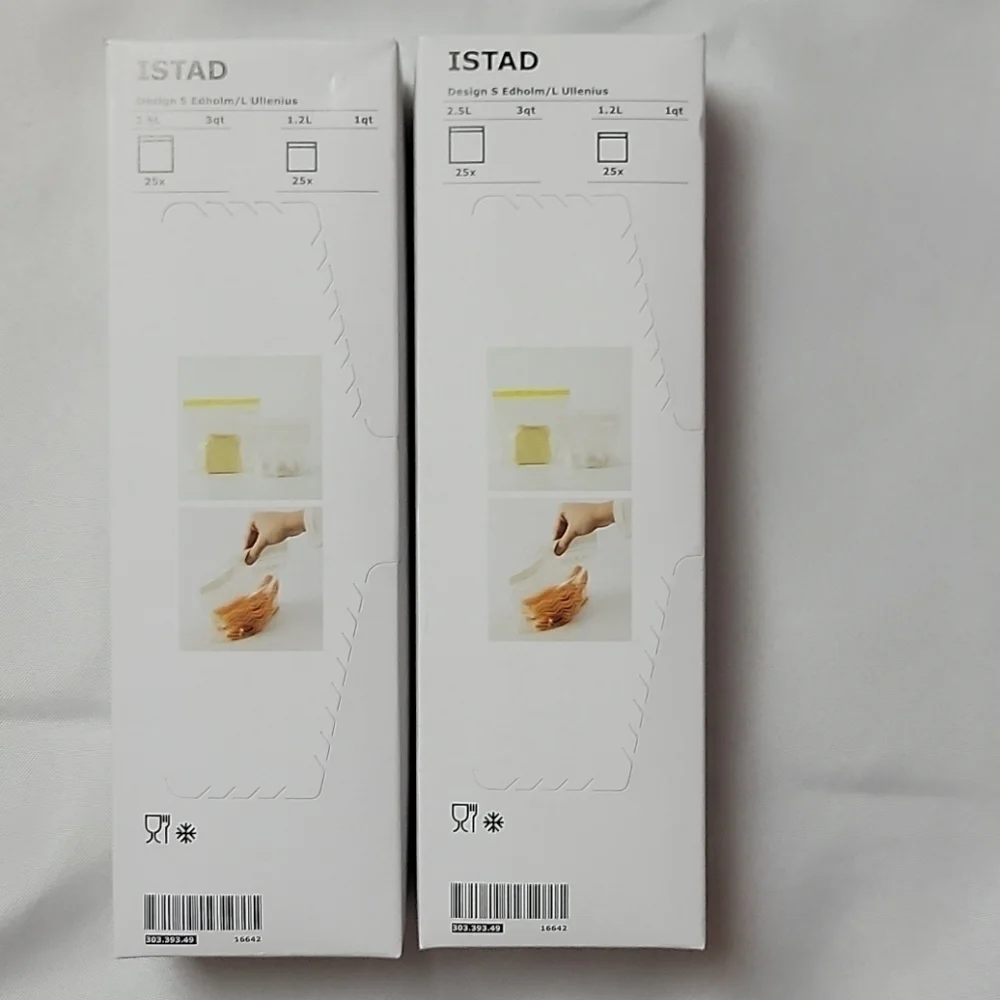 2 boxes Ikea istad reusable bags 3qt and 1qt